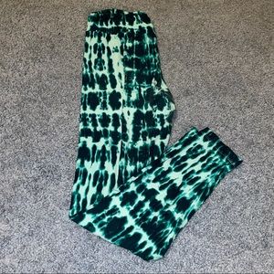 LuLaRoe one size leggings, green/teal tie dye
